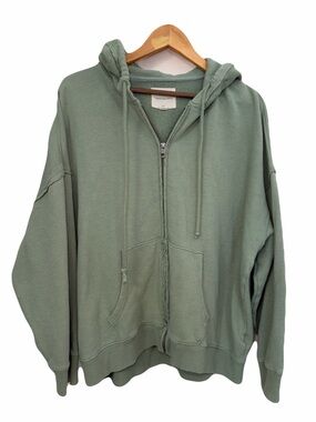 American Eagle Sage Green Oversized Relaxed Zip-Up Hoodie Sweater L/XL Women’s